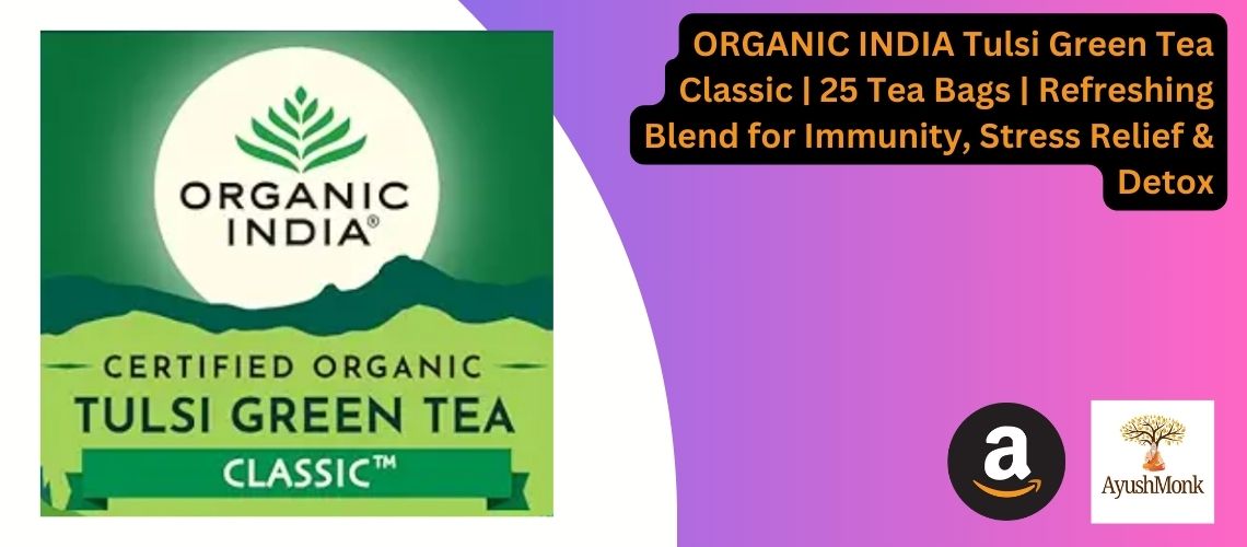 ORGANIC INDIA Tulsi Green Tea Classic | 25 Tea Bags | Refreshing Blend for Immunity, Stress Relief & Detox